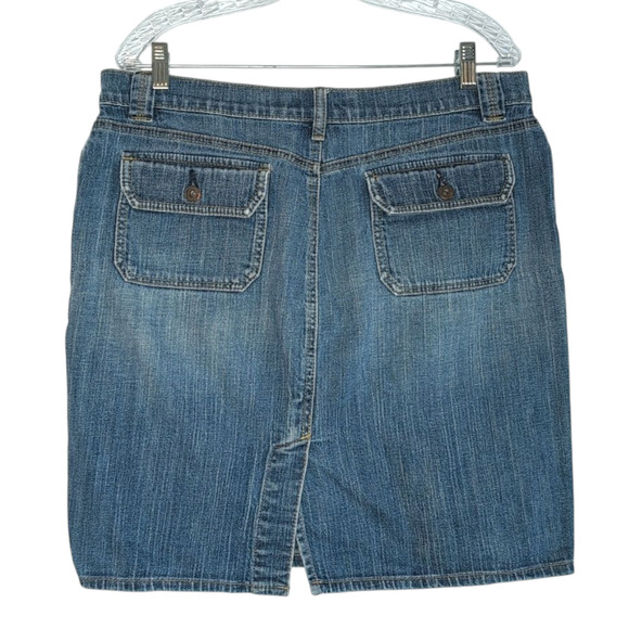Vintage 2006 Old Navy Denim Jeans Skirt, Stretch Low Waist Back Slit, Women's 12 - Picture 2 of 10